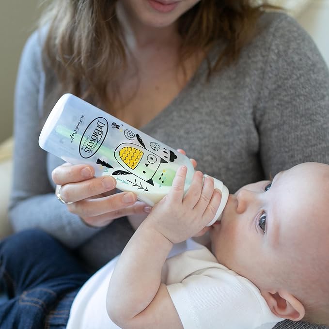Dr. Brown's Natural Flow Anti-Colic Options+ Narrow Baby Bottle, Bear and Owl, 8 oz/250 mL, with Level 1 Slow Flow Nipple, BPA Free, 0m+, 2-Pack