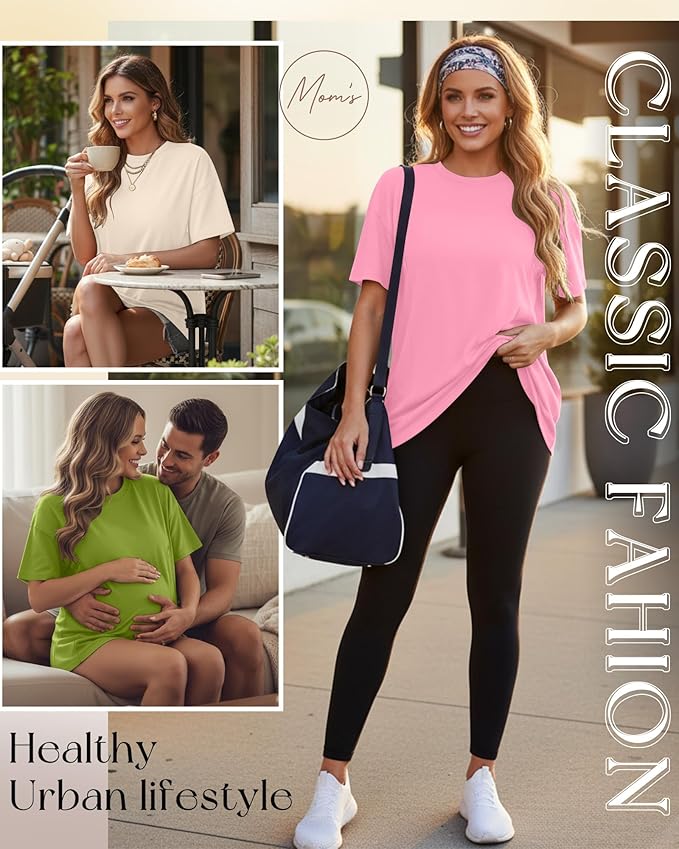 3 Pack Women's Oversize Nursing Breastfeeding Shirts Hidden Zipper Short Sleeve Loose Fit Maternity Tops