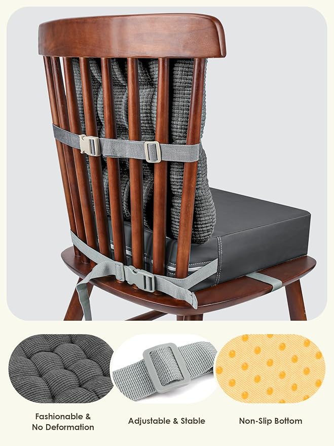 Booster Seat for Kitchen Chair,Toddler Booster Seats with Adjustable Washable Safety Belts Kitchen Dining Table Booster Seat, Portable Travel Increasing Cushion for Baby Child Kid Boy Girl