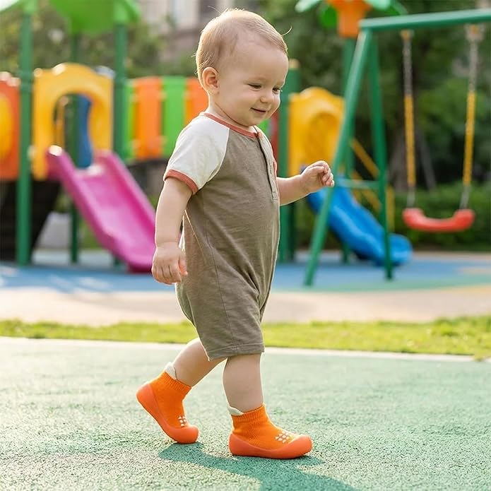 Hstyle Baby Sock Shoes Toddler Walking Shoes Infant Non-Slip Slippers Soft Rubber Sole Sneakers for Baby Boys Girls