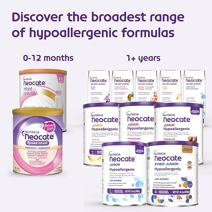 Neocate Syneo Infant - Hypoallergenic, Dairy-Free, Amino Acid-Based Baby Formula with Prebiotic Fiber, Probiotics & DHA/ARA - Food Allergy-Friendly Formula - 14.1 oz (Pack of 1)