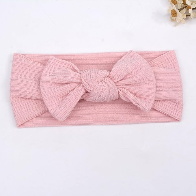 Handmade Baby Headbands Soft Stretchy Nylon Hair Bands with Bows for Newborn Infant Baby Toddler Girls- Pack of 3 (Set-B, 3 Count (Pack of 1))