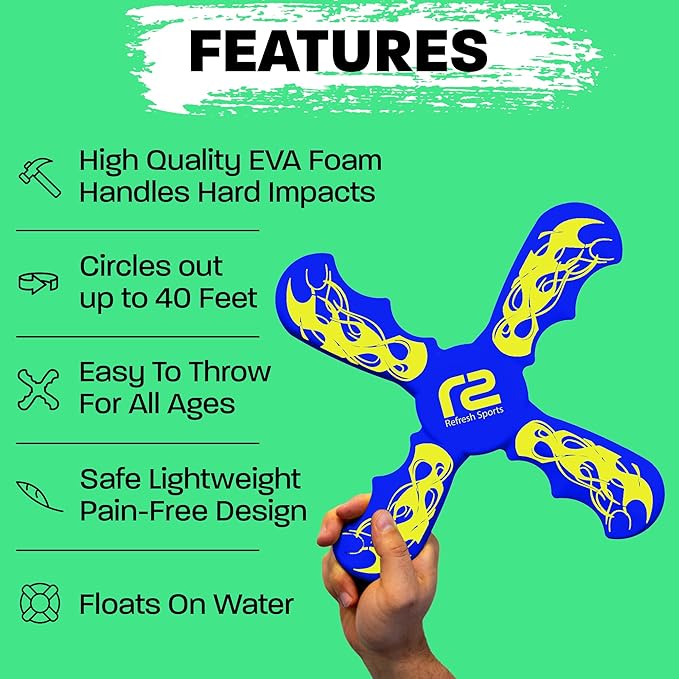 Fun Boomerang for Kids - Easter Basket Stuffers - Soft & Easy to Use - Best Gifts for 6 7 8 9 10 Year Old Boys & Girls + 2026 Top Toys for Boys Age 8-12 - Fun Outdoor Toy for Boys Girls Gift Ideas