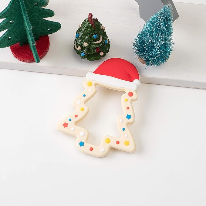 Jimibaby Christmas Teether - Teething Toy for Baby Boys & Girls, Ideal Stocking Stuffer, Comes with Gift Package (Christmas Hat)