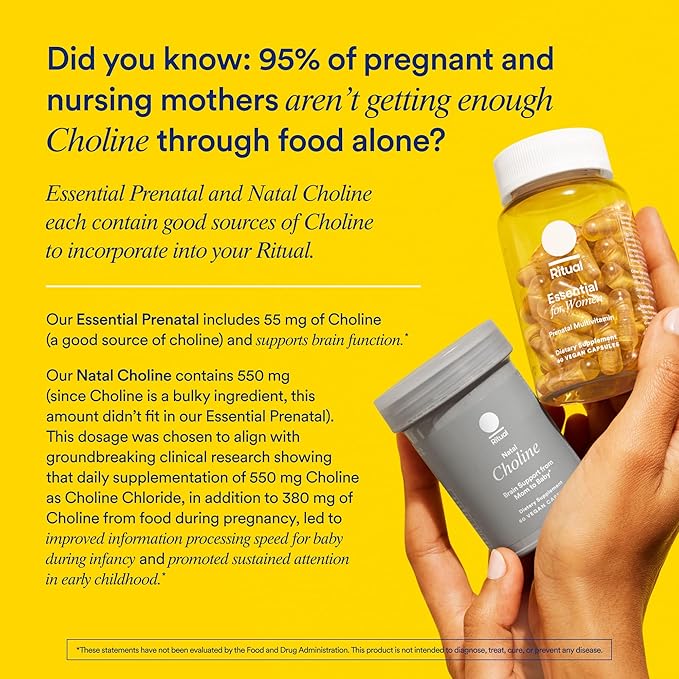 Ritual Essential for Women Prenatal Multivitamin: Folate & Choline for Neural Tube Support, Omega-3 DHA for Fetal Brain Development, Iron, Calcium-Helper D3 & K2, Non-GMO, Vegan, Mint, 30 Days