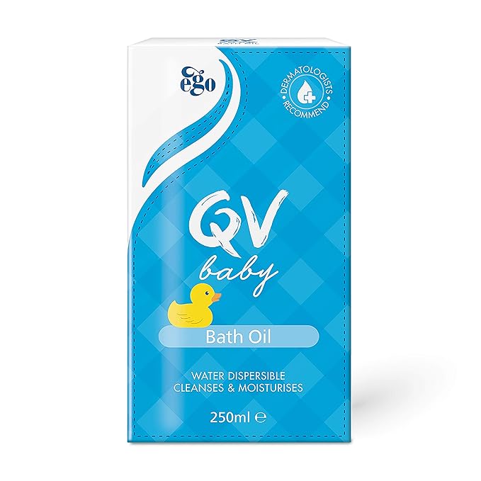 QV Baby Bath Oil 250ml -Moisturising Formula Helps Revive Large Areas of Dry or Sensitive Skin. Suitable for use on Dry Skin, Eczema, Dermatitis and Psoriasis.