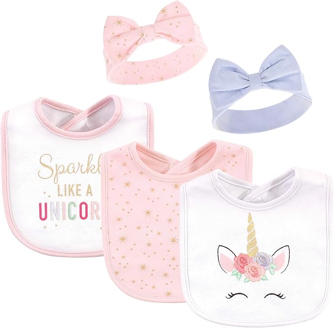 Little Treasure baby-girls Bib and Headband Set