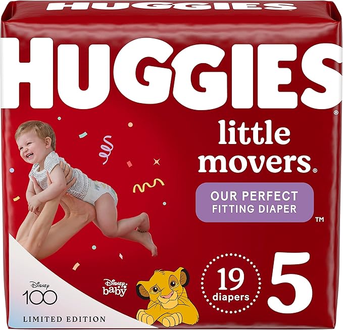 Huggies Size 5 Diapers, Little Movers Baby Diapers, Size 5 (27+ lbs), 19 Count, Packaging May Vary
