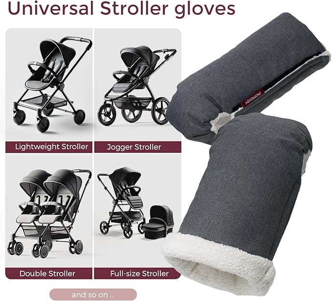 Momcozy Stroller Gloves Warmmuffs | Universal Winter Anti-Freeze Stroller Mittens | Handmuff Accessories |Plush,Weather-Proof