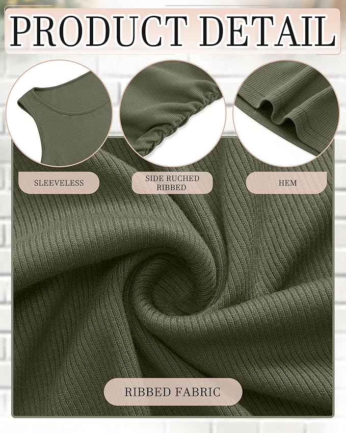 Riyiper 3 Pack Women's Maternity Tank Tops, Sleeveless Cotton Pregnancy Shirts Ribbed Knit Sides Ruched Basic Mama Clothes