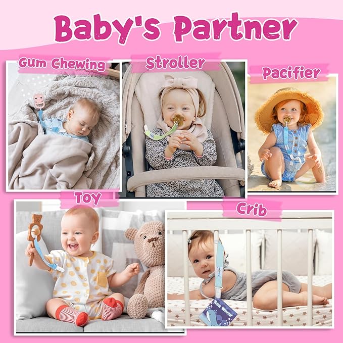 babygoal Hawaii Pacifier Clips, 6 Pack Binky Paci Holder Clips Leashes Fits for Most Pacifiers and Binkies 6PS25