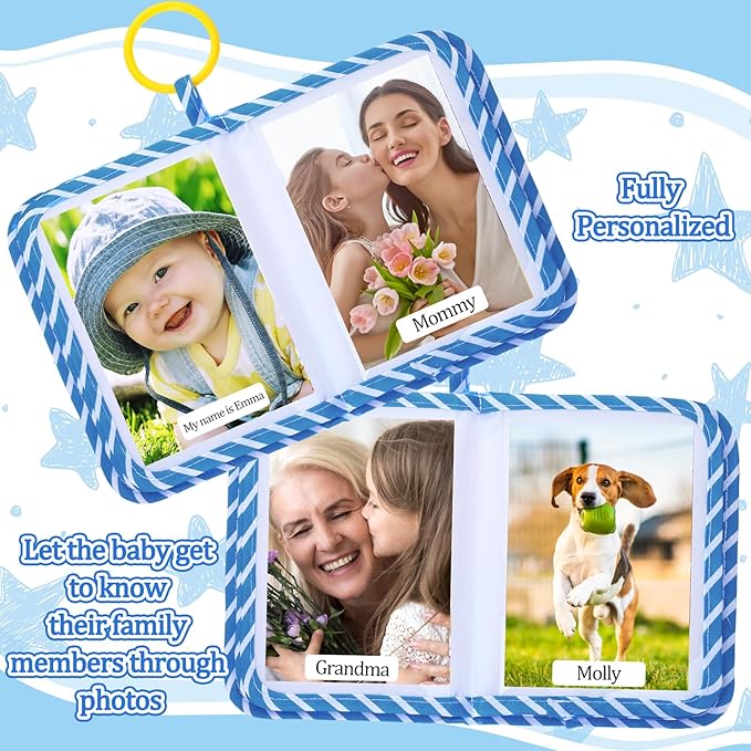 Sea Animal Baby Photo Album Holds 17 4x6 Pictures My First Soft Cloth Family Photo Book with Name Tag Stickers Fabric Kid Memory Keepsake Gift for Newborn Toddler Boy Girl Baby Shower