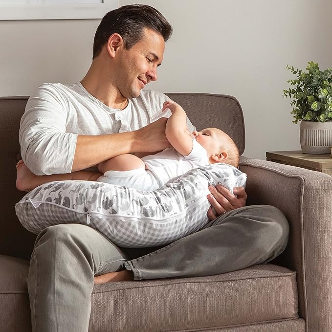 Boppy Nursing Pillow Cover, Premium Quick-Dry Fabric, Gray Elephants, Fits The Original Support Boppy Pillow for Breastfeeding and Bottle Feeding, Cover Only