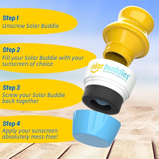 Blue Bag Bundle Set For Solar Buddies Refillable Roll On Sunscreen Suncream Applicator Bag Bundle With Applicator Carabina Clip For Families, Kids, Adults, Travel Set