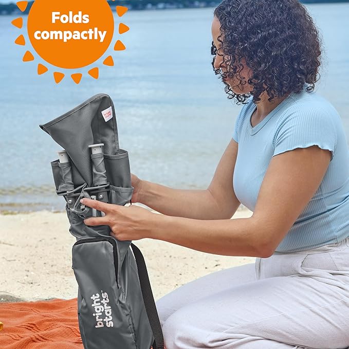 Bright Starts Pop 'N Sit Portable Booster, Indoor/Outdoor Use, Floor Seat with Feeding Tray, Grey, 6 Mos - 3 Yrs (Pack of 2)