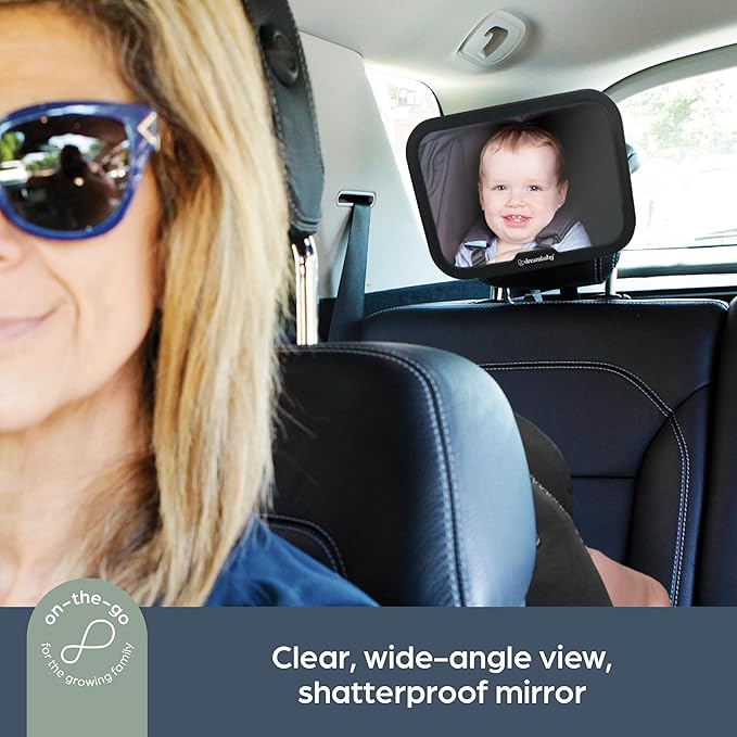 Dreambaby 360° Adjustable Rear Facing Baby Car Mirror - Wide Angle, Clear View Backseat Infant Mirror for Car