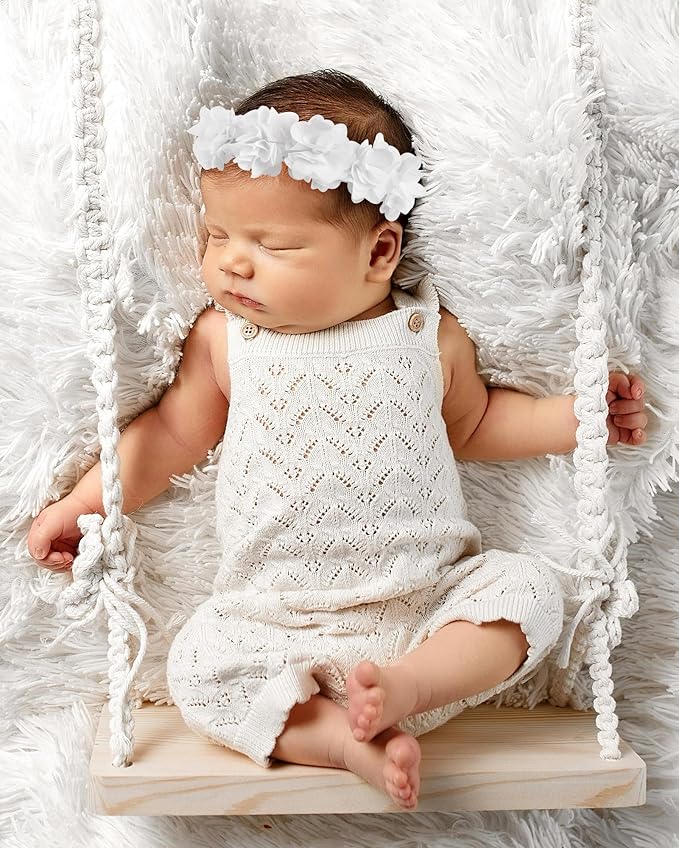 Fmeida Baby Girls Headbands for 4-24M | Soft Flower Crown (Fits 14.96"-18.89" Head)