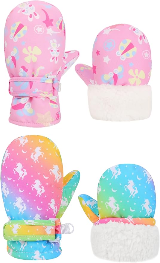 Toddler Gloves Baby Mittens Winter Warm Lined Fleece Gloves Waterproof Snow Baby Girls Mitten for Boys