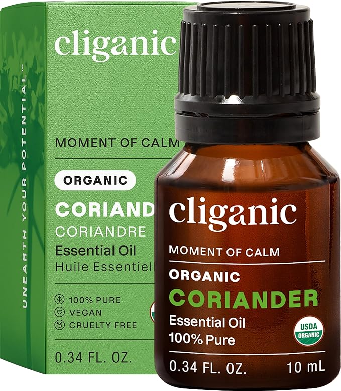 Cliganic Organic Coriander Seed Essential Oil, 100% Pure Natural for Aromatherapy | Non-GMO Verified (Packaging May Vary)