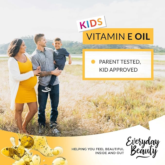 Organic Vitamin E Oil - Nourishing Baby Massage Oil for Moisturizing Dry Skin - Fragrance Free & All Natural Plant Based, Lightweight Unscented Gentle Blend - 1 fl oz Glass Bottle With Glass Dropper