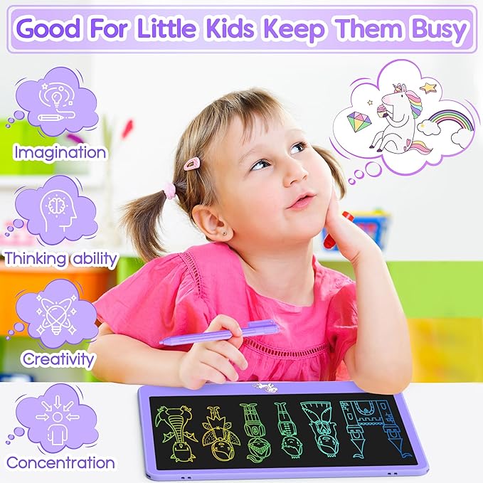 Hockvill LCD Writing Tablet for Kids 12 Inch, Kids Learning Toys Drawing Pad for Girls Boys, Unicorn Doodle Board for Toddlers 3 4 5 6 7 8 Year Old Travel Essentials Valentines Gifts for Kids