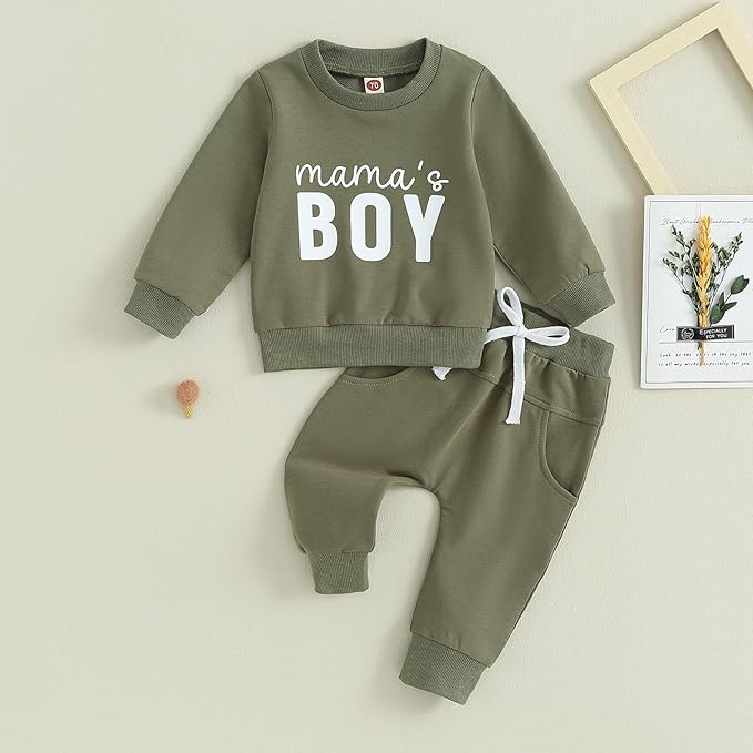 Toddler Baby Boy Fall Outfit Crewneck Long Sleeve Sweatshirt Tops Elastic Pants Jogger Cute Newborn Winter Clolthes Set