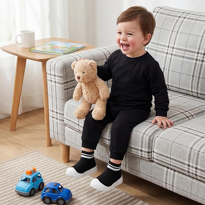 STQ Baby Socks Shoes Toddler Wide Toe Box Non-Slip Slippers Infant Walking Shoe Soft Baby Boys Girls Lightweight Sneakers