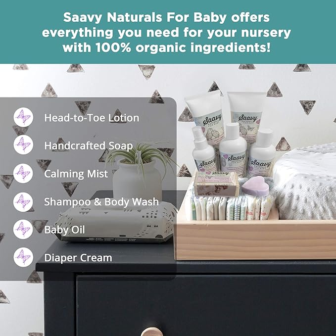 Saavy Naturals 2 PACK Baby Chamomile 3.5 oz Baby Bar Soap | Organic Skin Care for Infant Bath Time with Shea Butter & Moringa | Baby Shower Gifts |