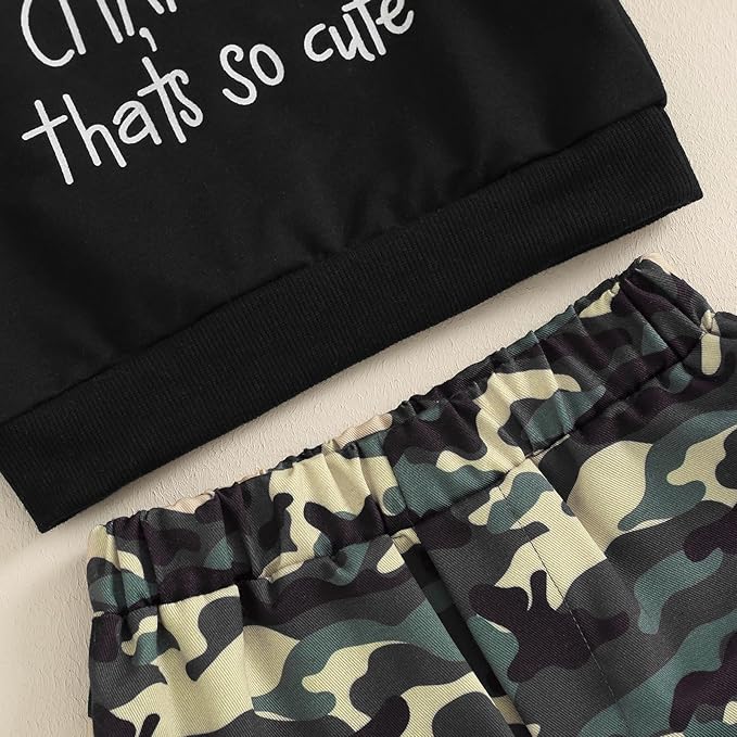 wdehow Toddler Kids Baby Boy Fall Outfits 1T 2T 3T 4T 5T Letter Print Long Sleeve Tops Camouflage Pants Winter Clothes Sets