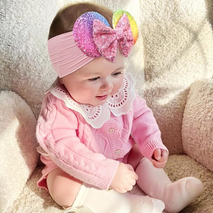 1PC Mouse Ears Headband/Headwrap - Toddler, Baby, Kids - Party supplies - Pink Sequin