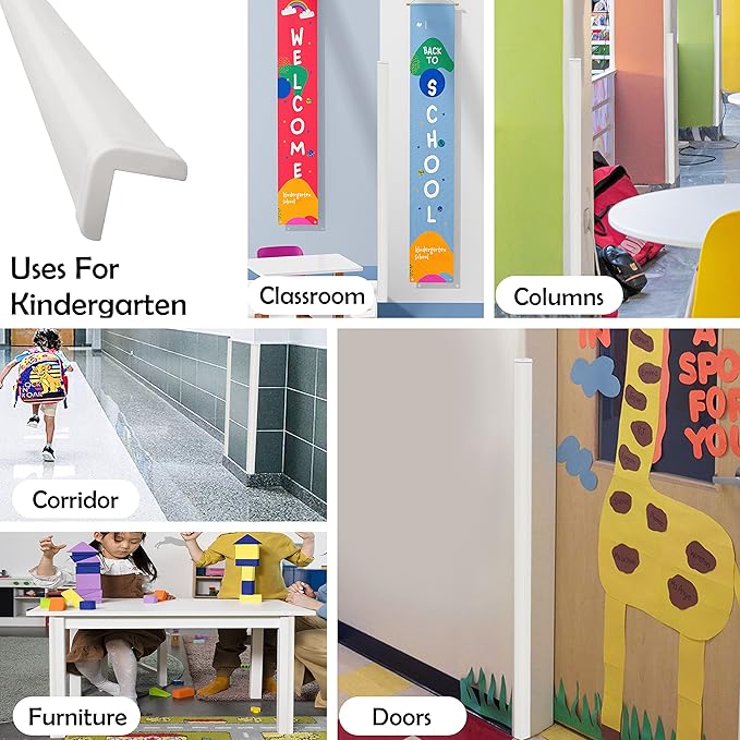 Rubber Bond Wall Corner Guard Edge Protector, 1x1x36 inch Baby Proofing Corner Guards | Self-Adhesive Furniture Edge Strips for Home & Office (5 Pack, White)