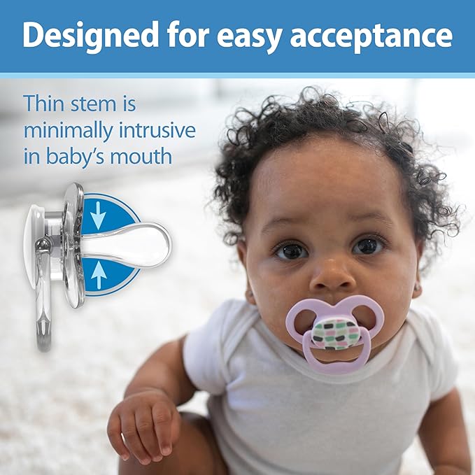 Dr. Brown's Advantage Glow-in-The-Dark Baby Pacifier,Fully Symmetrical Soother with Soft Silicone Bulb,Scooter Squirrel-Purple Nature,6-18m,BPA Free,(Pack of 48)
