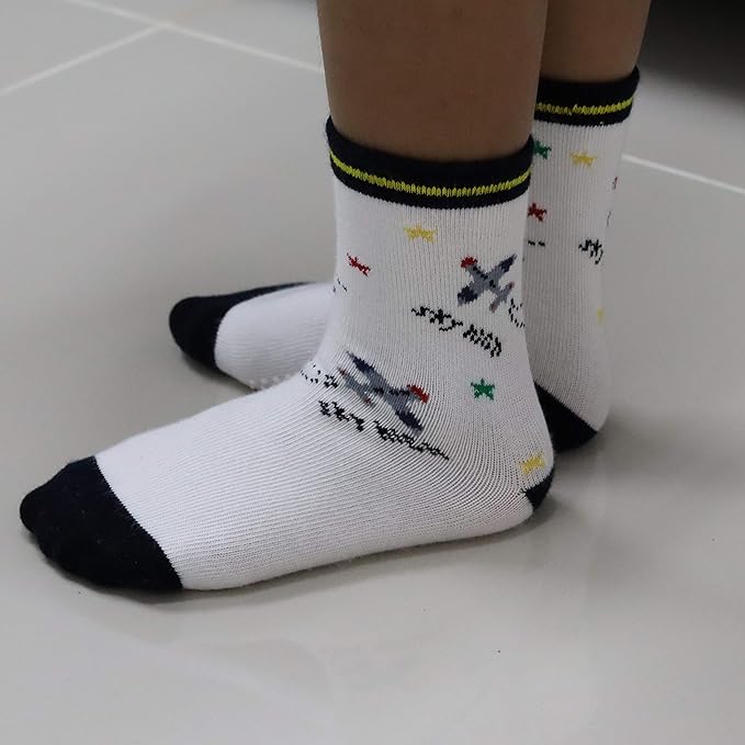 RATIVE Non Skid Anti Slip Crew Socks With Grips for Baby Infant Toddlers Kids Boys