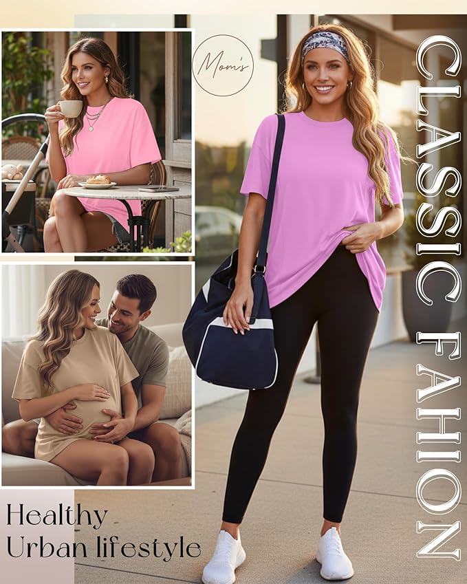 3 Pack Women's Oversize Nursing Breastfeeding Shirts Hidden Zipper Short Sleeve Loose Fit Maternity Tops