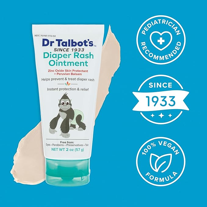 Dr. Talbot's Baby Diaper Rash Ointment - 2 oz - Zinc Oxide Skin Protectant with Peruvian Balsam - Treats and Prevents Rash