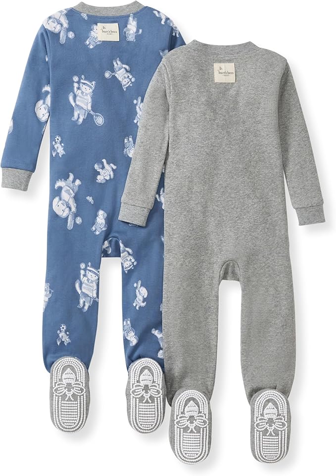 Burt's Bees Baby baby-boys Sleeper Pjs, 100% Organic Cotton, One-piece Footie, Zip Up Jumpsuit, Snug Fit Pajamas