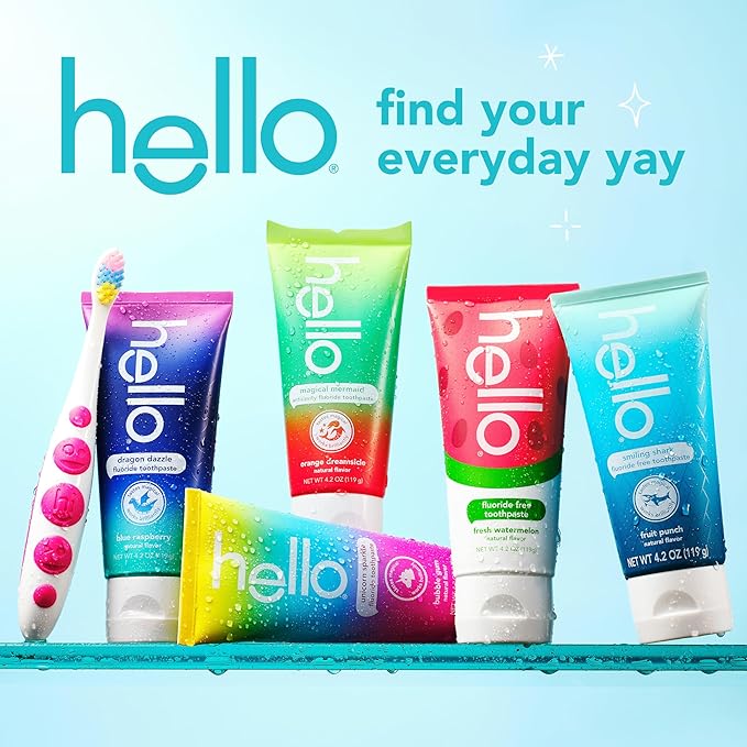 Hello Kids Fluoride Toothpaste Variety Pack, Includes a Strawberry Toothpaste, Unicorn Bubble Gum Toothpaste, and Blue Raspberry Toothpaste, Safe for Ages 2 and Up, 3 Pack, 4.2 Oz Each
