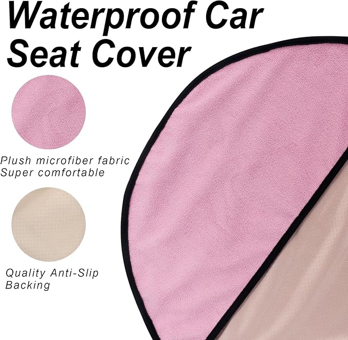Sweat Towel Car Seat Cover Protector Front Seats for Gym Workout, Running, Swimming, Beach and Hiking, Waterproof Universal Seat Cover for Car, Truck, Van & SUV (Pink, 1pcs Front Seat)