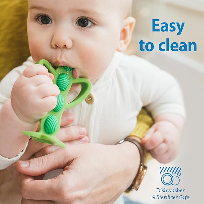 Dr. Brown's Peapod Teether and Training Toothbrush, Soft and Safe for Baby Gums and First Teeth, BPA Free, 100% Silicone, 3m+