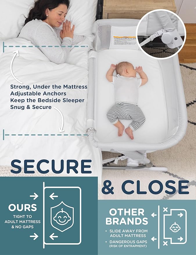 Baby Delight Beside Me Dreamer Bassinet | Bedside Sleeper | 6-Position Height Adjustment | Driftwood Grey