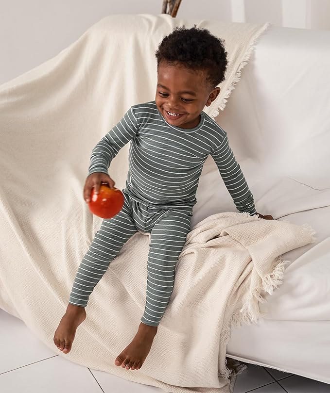 AVAUMA Stripe Pattern Baby Boys Girls Pajama Set Kids Toddler Snug fit Ribbed Sleepwear pjs for Daily Life Style