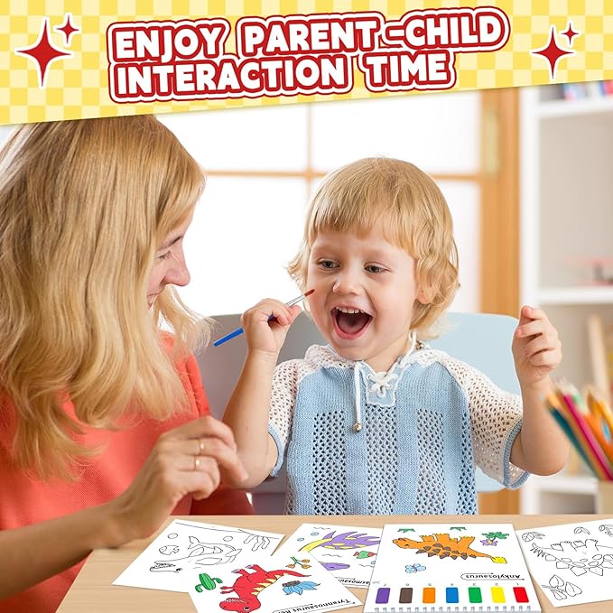 SOCOLER Paint with Water Coloring Books for Toddlers, Watercolor Painting Books for Kids Water Color Paint Kit Art Craft Birthday Gift for Ages 1-3, 4-8 (Dinosaurs)