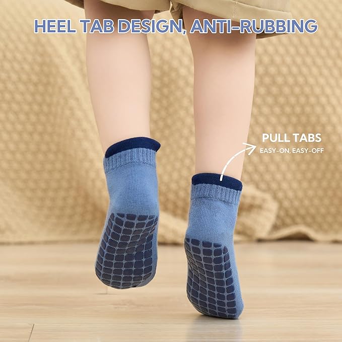Toddler Non Slip Grip Ankle Socks with Grippers Cute Seamless for Baby Boys Girls Infants Kids 6 Pairs