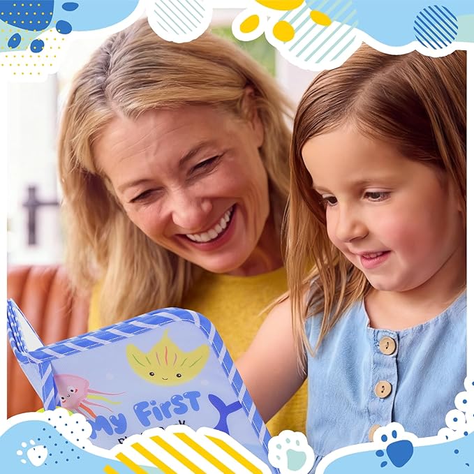 Sea Animal Baby Photo Album Holds 17 4x6 Pictures My First Soft Cloth Family Photo Book with Name Tag Stickers Fabric Kid Memory Keepsake Gift for Newborn Toddler Boy Girl Baby Shower