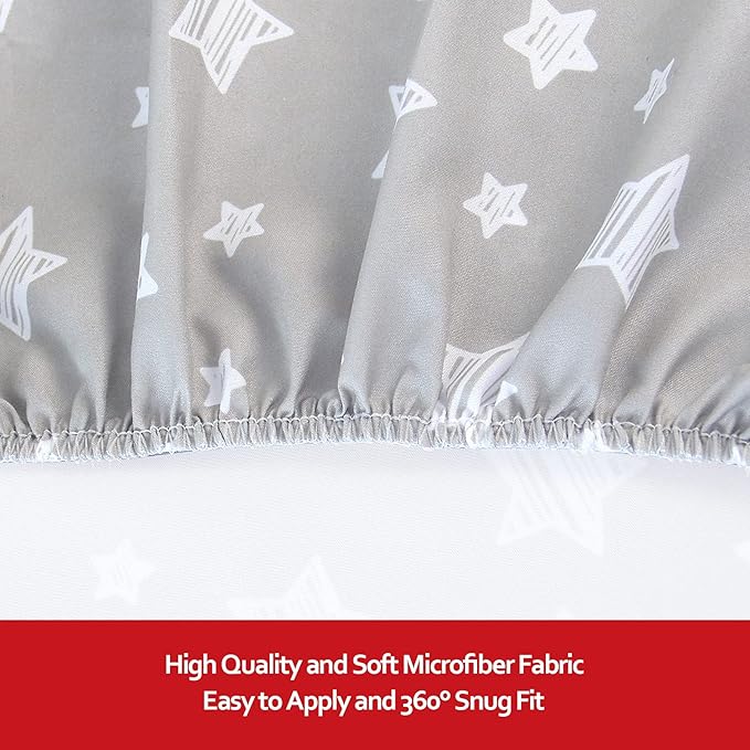 Crib Sheets for Boys or Girls 2 Pack, Fitted Crib Sheet for Standard Size Crib and Toddler Mattresses, Soft and Breathable Material, Grey & White