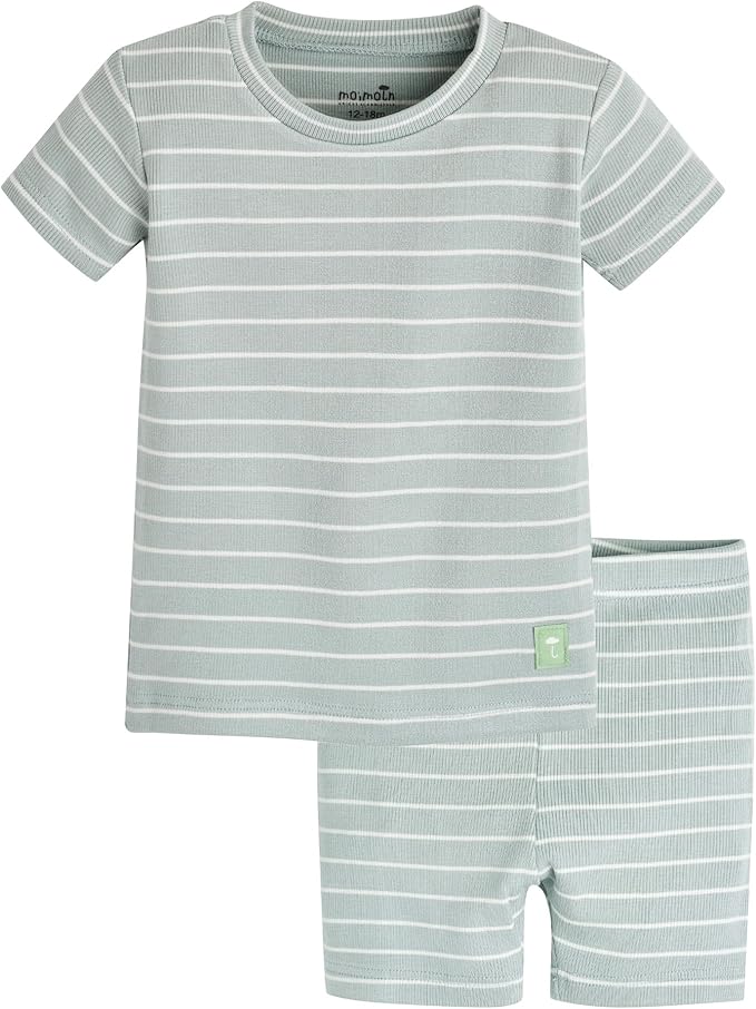 moimoln Stripe Pajamas Set 12M-8Y Ribbed Unisex Baby & Toddler, Soft Viscose, Snug-Fit, Everyday Sleepwear