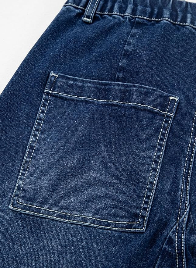 BLENCOT Women's Maternity Jeans Elastic Hight Waist Stretch Barrel Jeans Wide Leg Side Panel Pregnancy Denim Pants