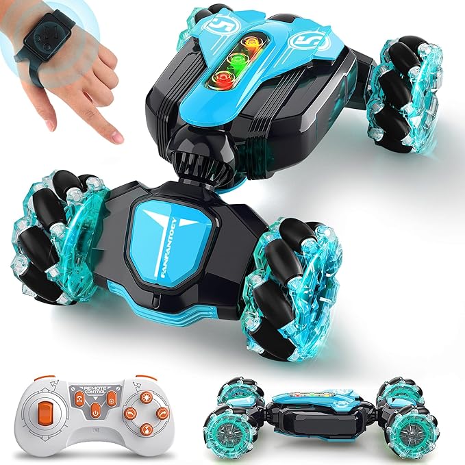 Gesture Sensing Remote Control Stunt Car - Boys Toys Age 6-8-12, 4WD Hand Controlled RC Twist Car with Light & Music, Cool Birthday Presents and Ideas Gifts for Kids Age 3 4 5 6 7 9 10 11 12 Years Old