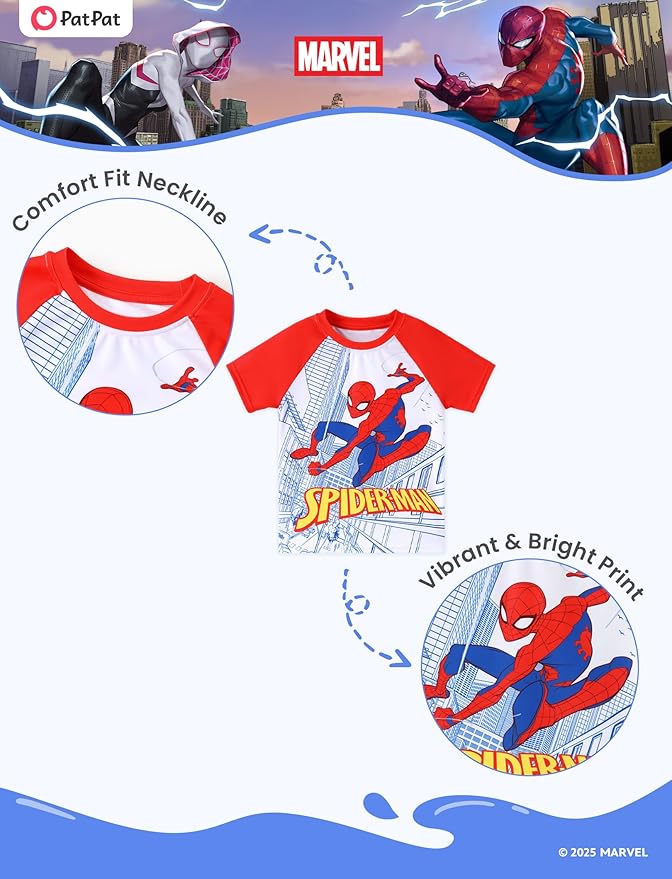 Disney Marvel Spiderman Cars Boy Swimsuit Rash Guard Shirts & Swim Trunk Boys Swim Set Mickey Summer Bathing Suit 2-13 Years