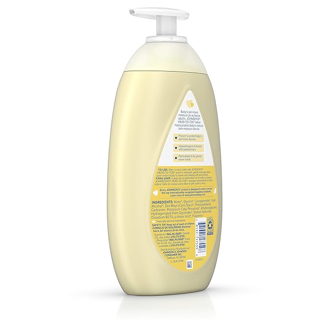 Johnson's Head-to-Toe Moisturizing Baby Body Lotion for Sensitive Skin, Hypoallergenic and Paraben-, Phthalate- and Dye-Free Baby Skin Care, 27.1 Fl Oz (Pack of 1)